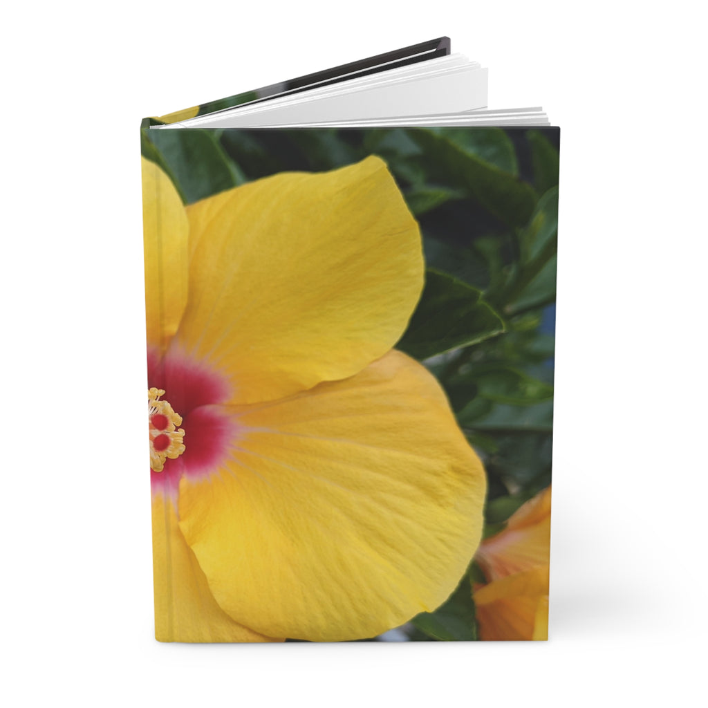 Yellow Hibiscus Flower Hardcover Journal – Lined Botanical Notebook