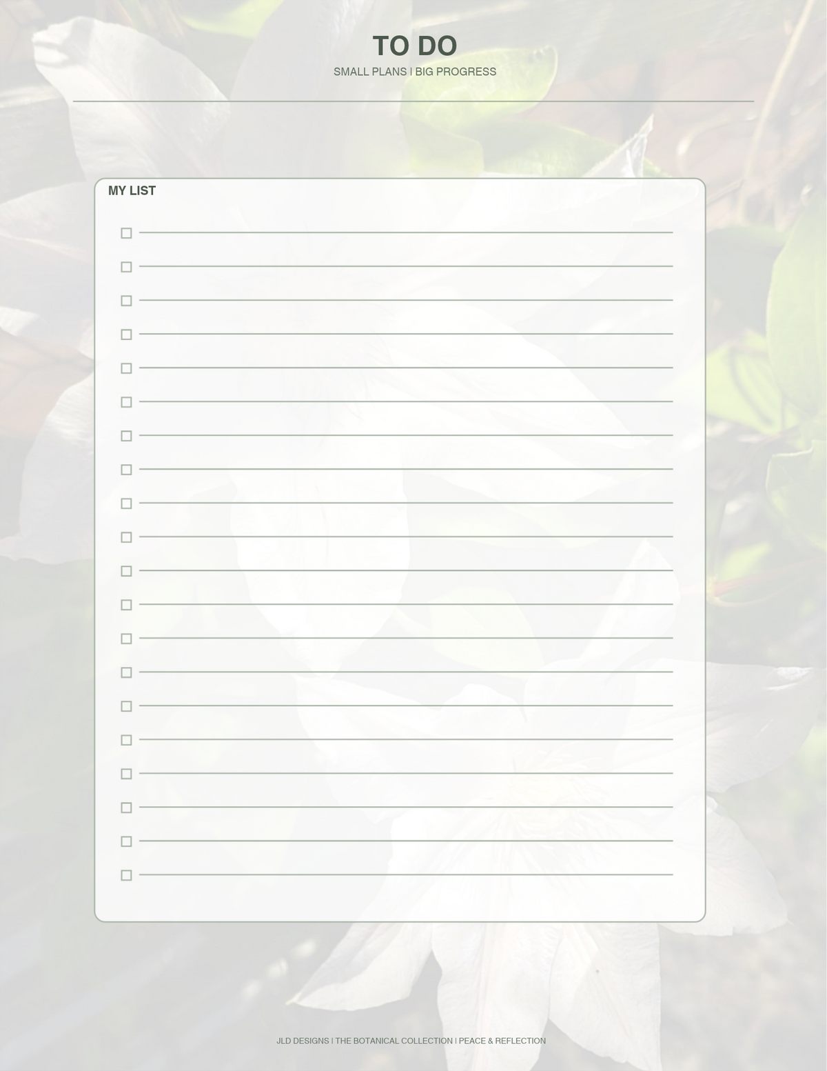 White clematis flower planner, calendar, notes bundle