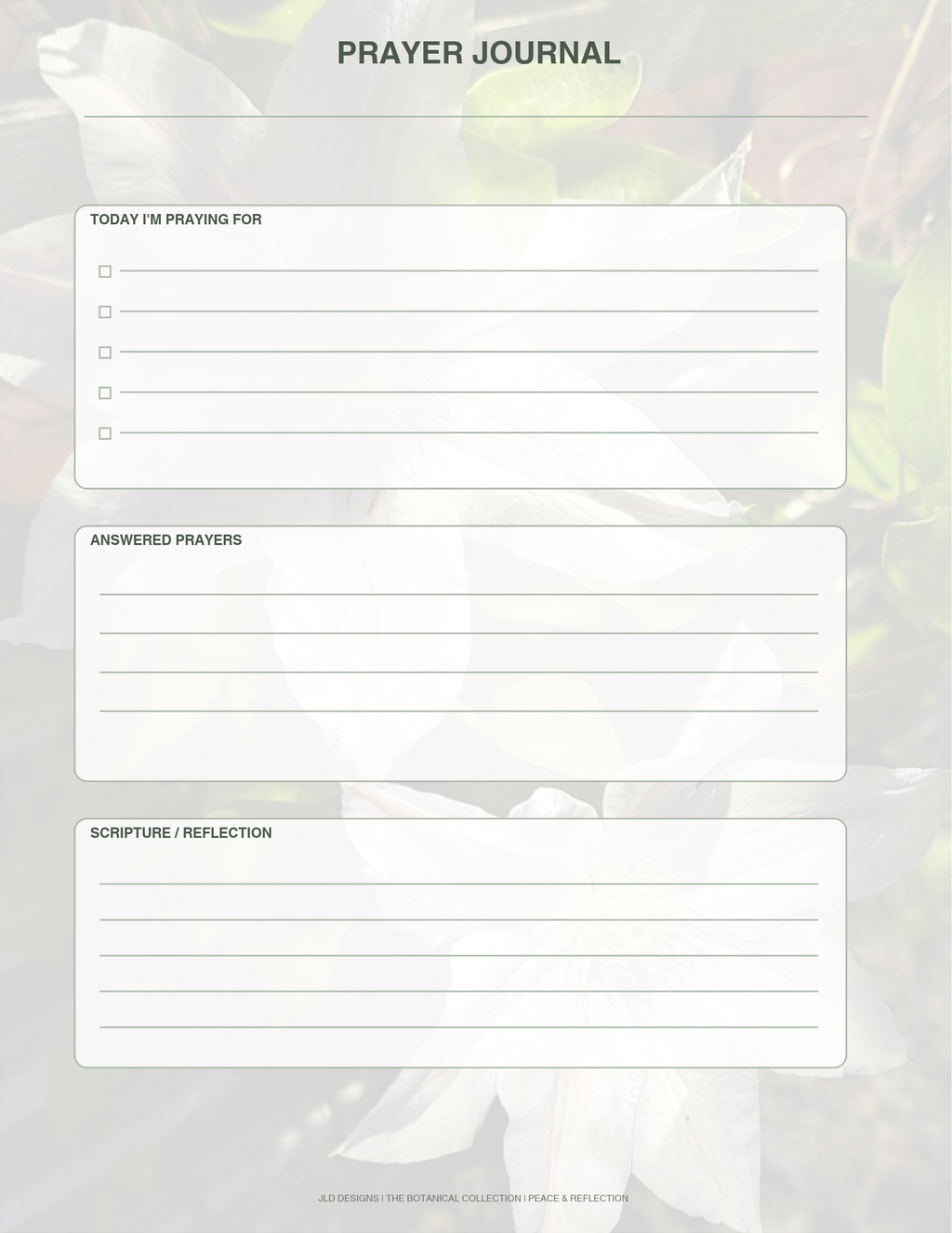 White clematis flower planner, calendar, notes bundle