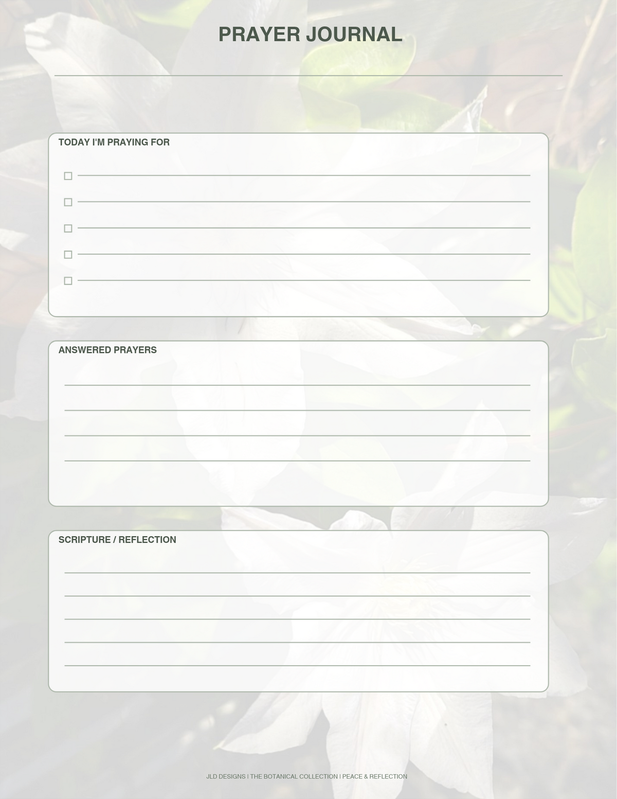 White clematis flower planner, calendar, notes bundle
