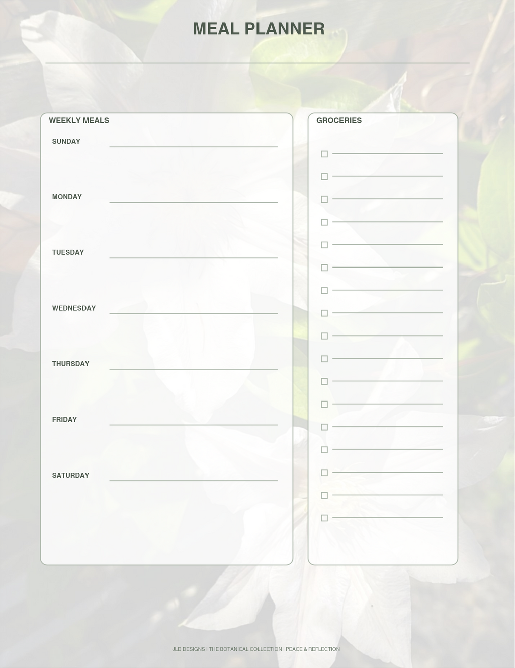 White clematis flower planner, calendar, notes bundle