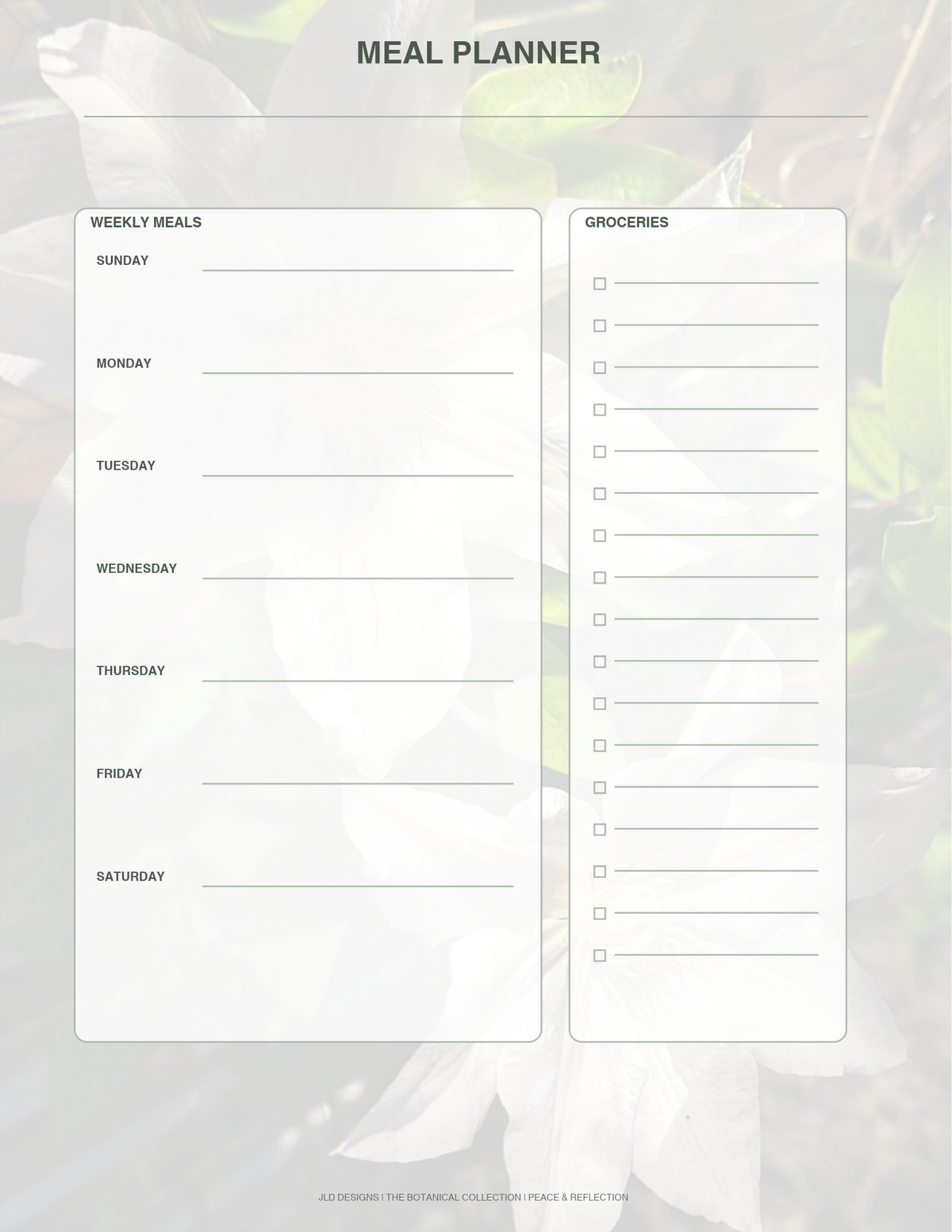 White clematis flower planner, calendar, notes bundle