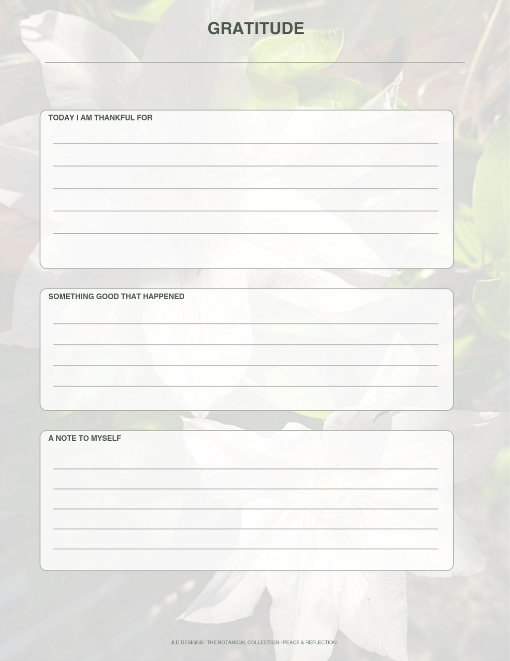 White clematis flower planner, calendar, notes bundle