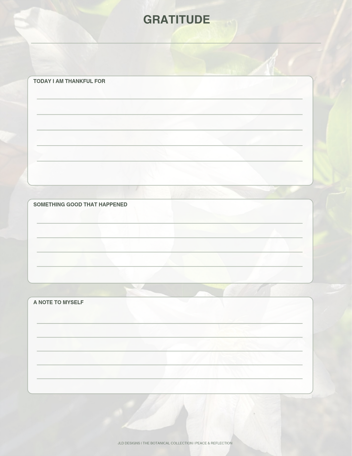 White clematis flower planner, calendar, notes bundle
