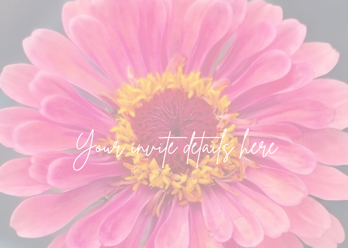 Editable invitation_Pink Zinnia - landscape orientation