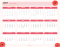 2027 Year-at-a-glance Printable Floral Calendar- landscape orientation